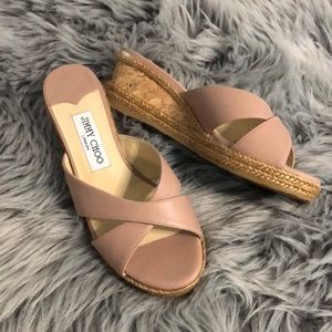 Jimmy Choo, 37.5, Mauve Pink Wedge Slides